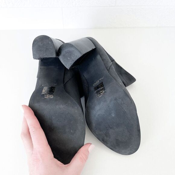 Aldo Womens Nubuck Leather Block Heel Slouchy Ankle Booties Charcoal Size 8.5 - Picture 9 of 9